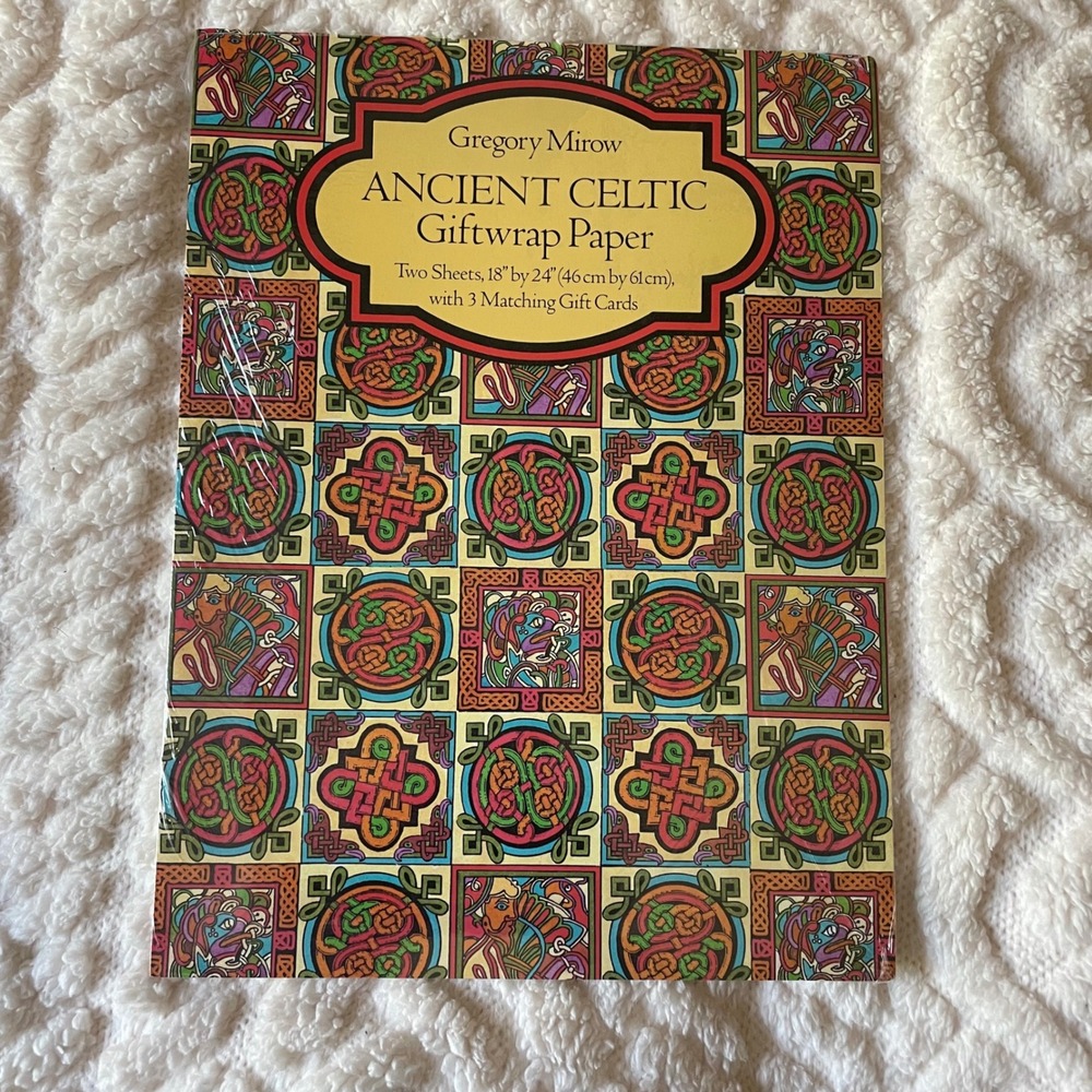 Gregory Mirow's Ancient Celtic motif Giftwrap Paper 18x24 sheets Gift Cards 1995